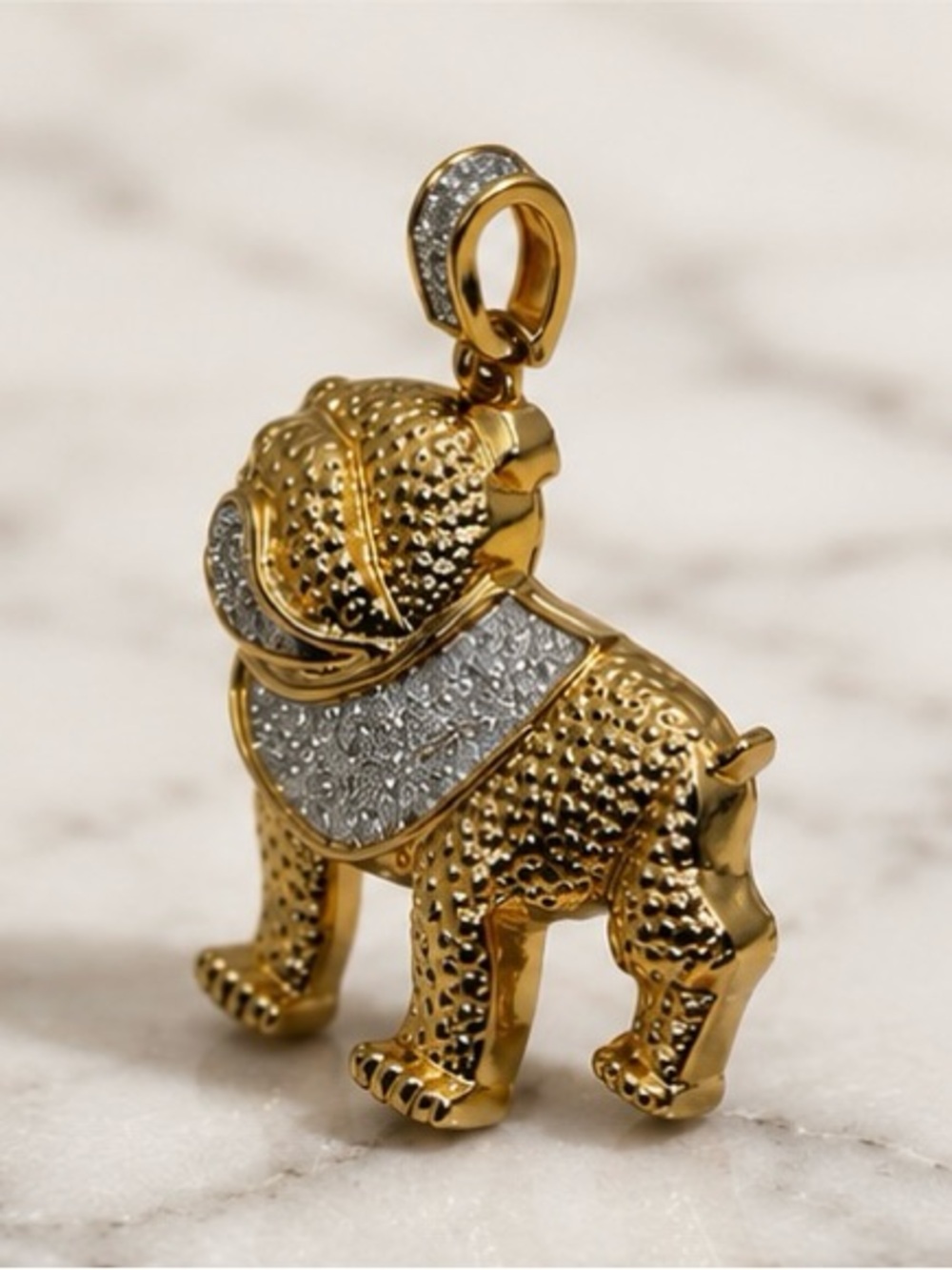 Bulldog Charm gold and silver